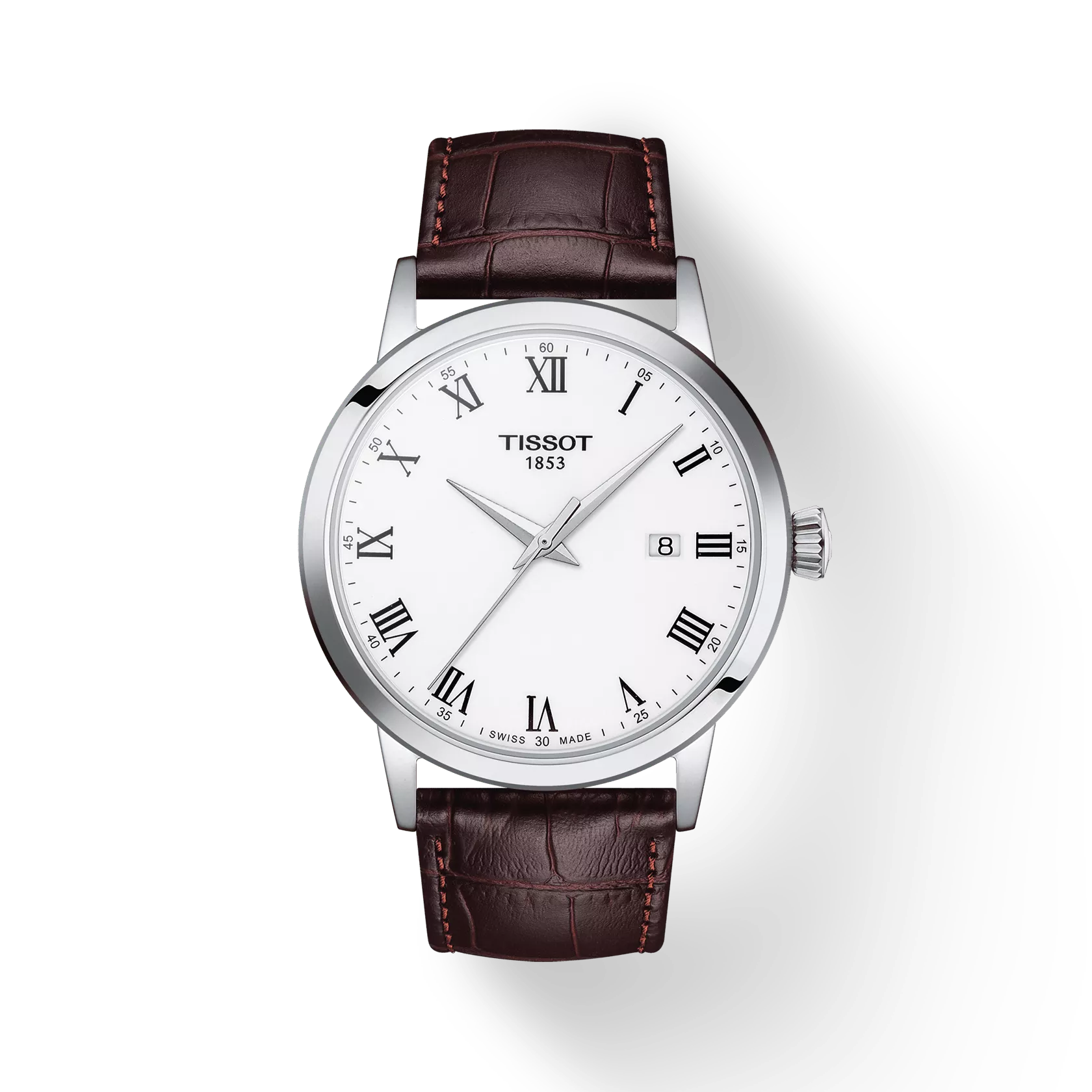 Tissot T1294101601300 White Dial 42 mm Men’s Swiss Quartz Classic Dream Watch – Stainless Steel Case, Brown Leather Strap, Sapphire Crystal