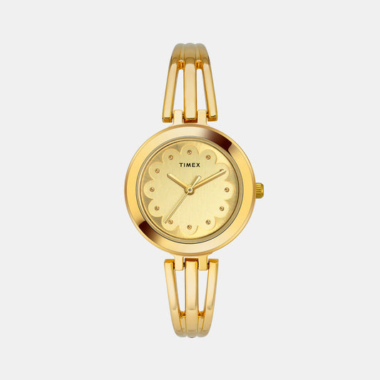 Timex TWTL10311 Champagne Dial Brass Bracelet Analog Women Watch – Round Case, Quartz Movement