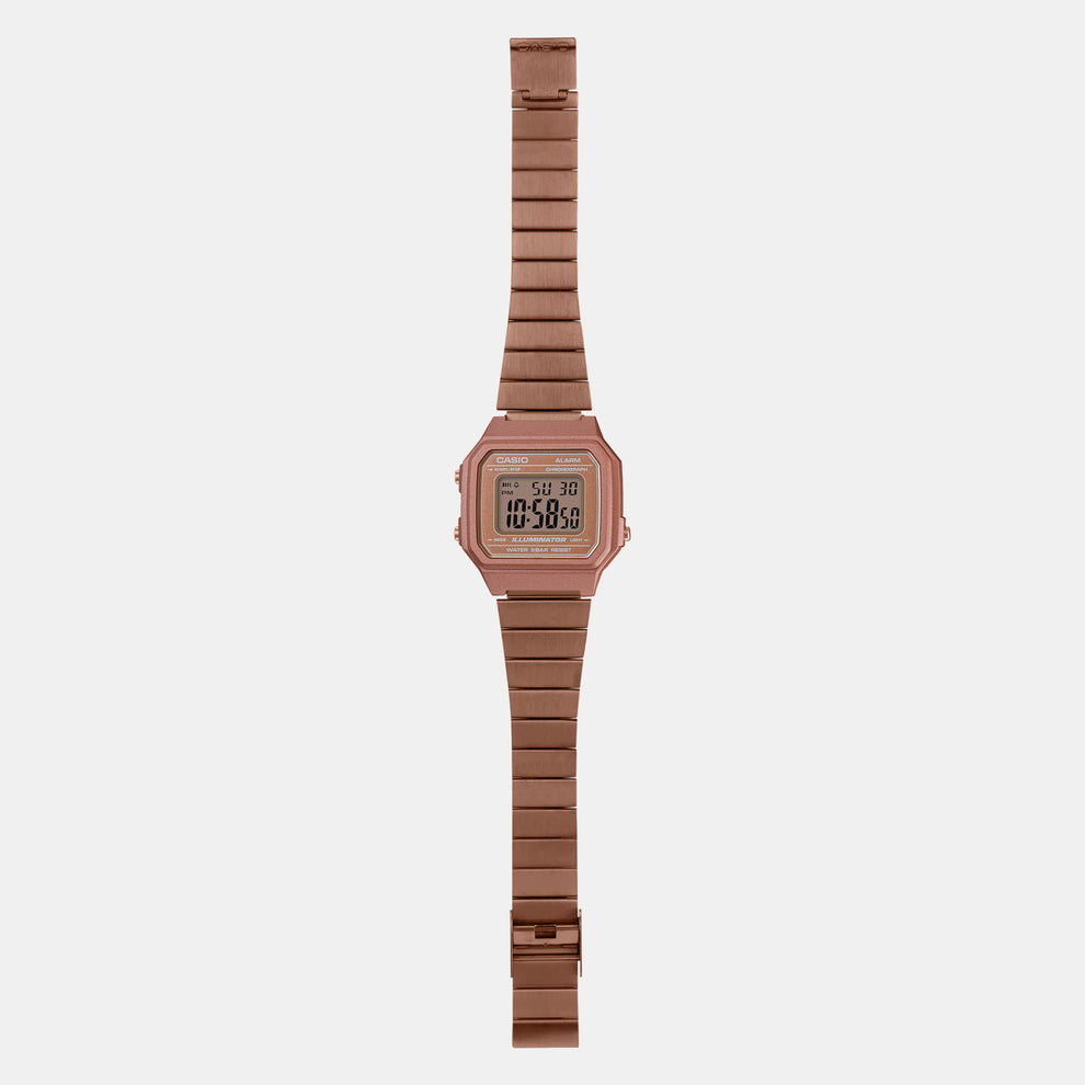 Casio D200 Vintage Unisex Quartz Digital Watch with Rose Gold Dial & Black Display