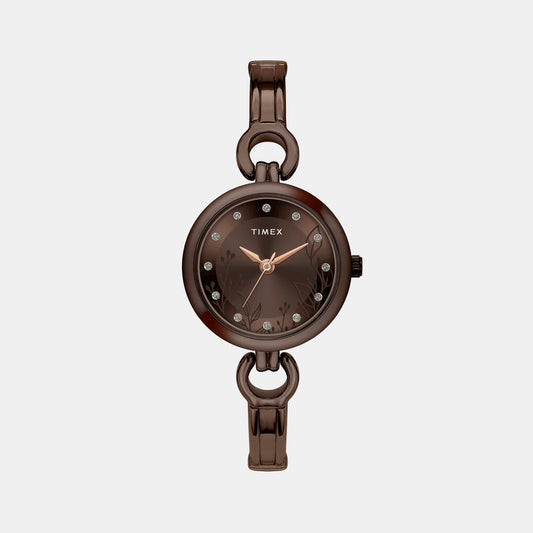 Timex TWEL11438 Women’s Brown Dial Quartz Analog Watch with Brass Strap