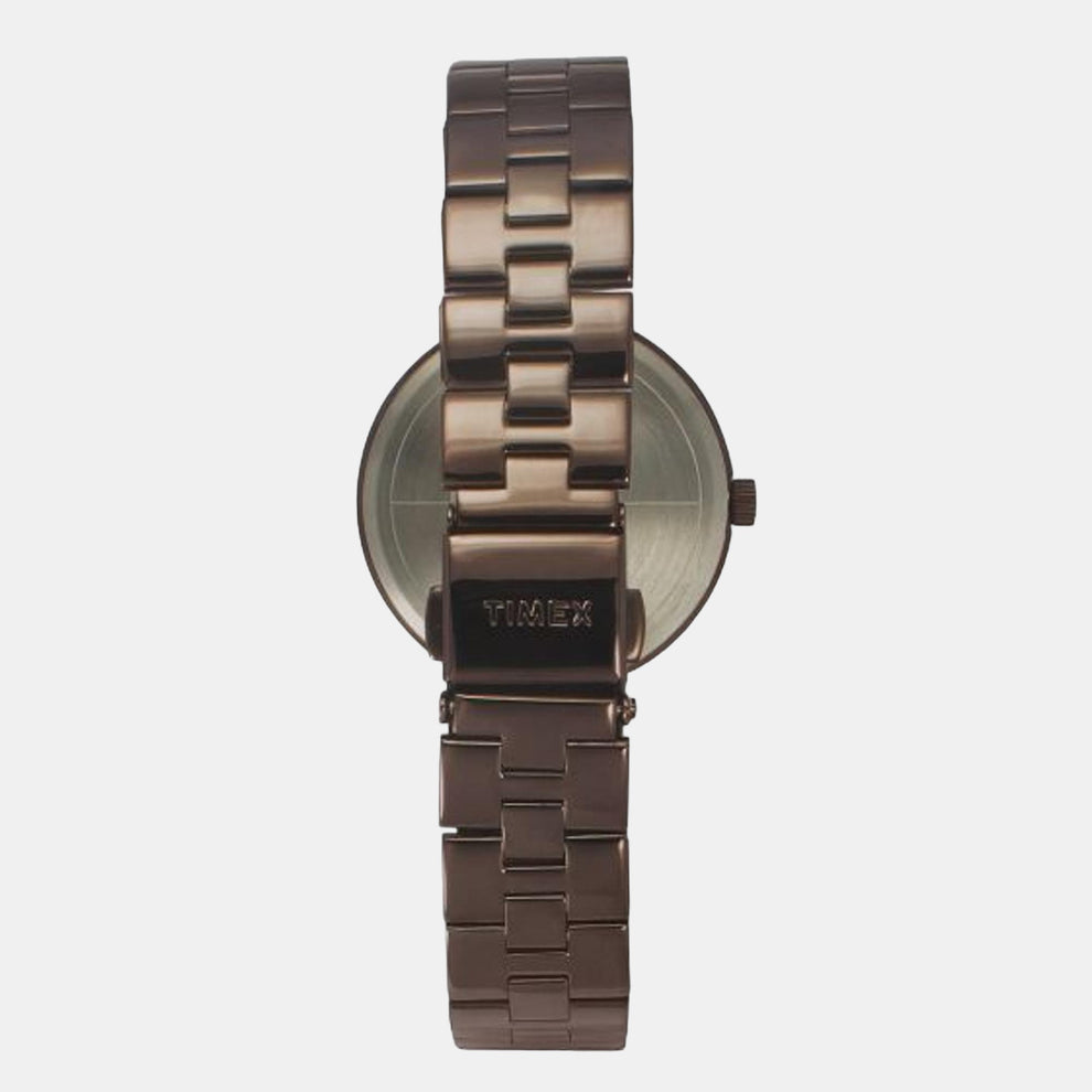 Timex TWEL16603 Women’s Brown Dial Quartz Analog Round Stainless Steel Watch