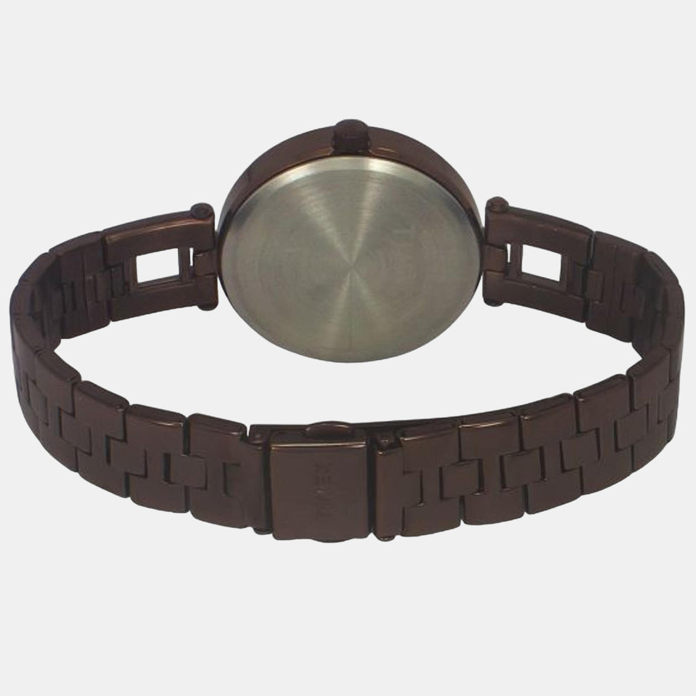 Timex TWEL16603 Women’s Brown Dial Quartz Analog Round Stainless Steel Watch