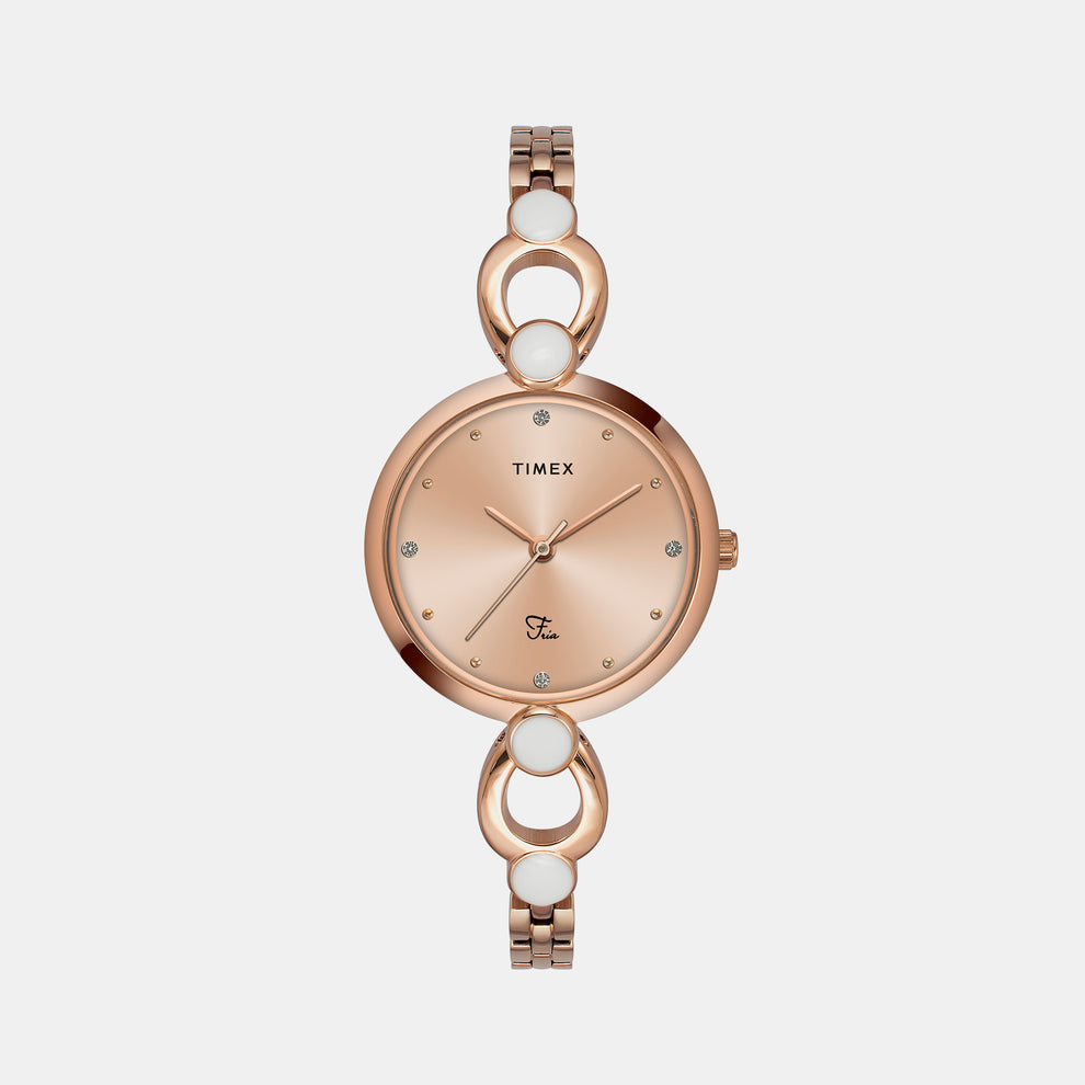 Timex TWEL18103 Women’s Rose-Gold Dial Quartz Analog Watch