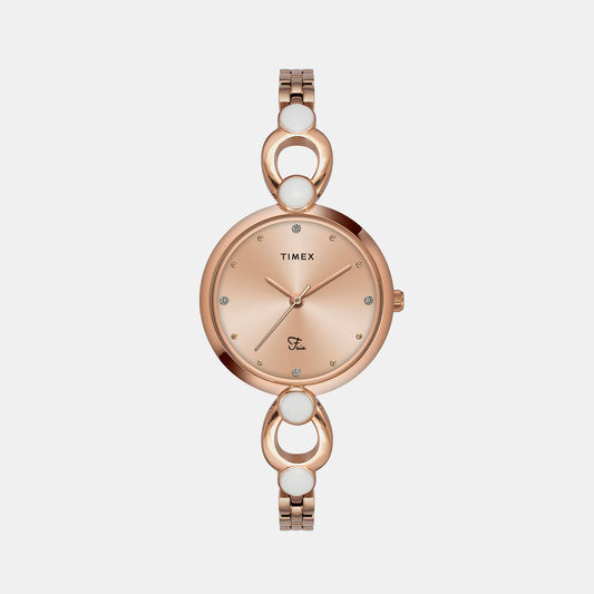Timex TWEL18103 Women’s Rose-Gold Dial Quartz Analog Watch