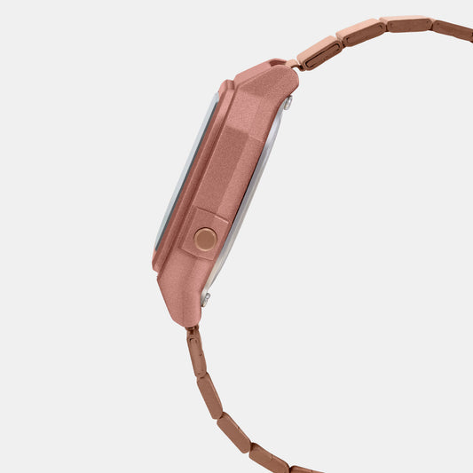 Casio D200 Vintage Unisex Quartz Digital Watch with Rose Gold Dial & Black Display
