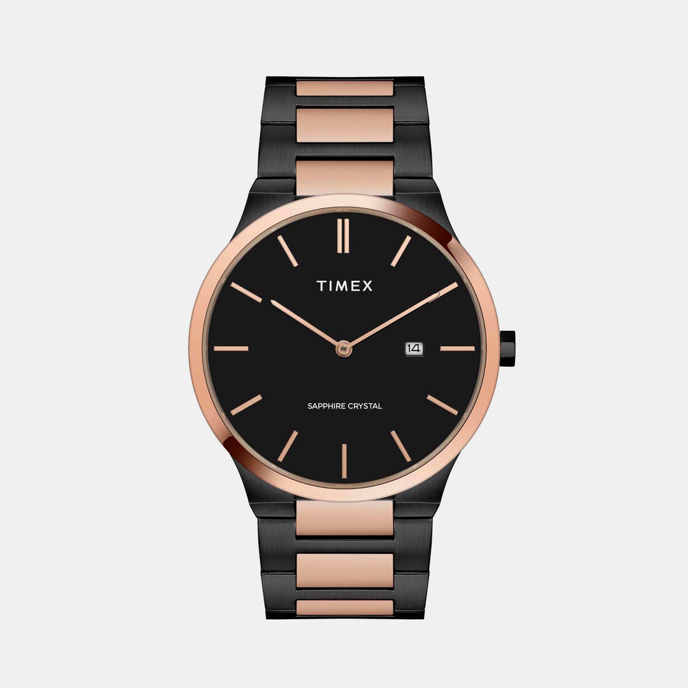 Timex TWEG23601 Men’s Black Dial Quartz Analog Round Two-Tone Stainless Steel Watch