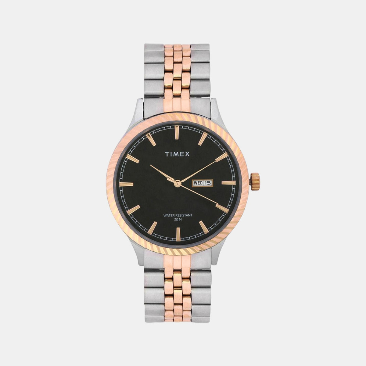 Timex Fashion Men’s Black Dial Analog Quartz Watch – Black Round Dial, Stainless Steel