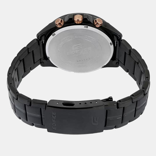 Casio EX493 Edifice Men’s Analog Quartz Chronograph Watch with Black Dial & Black Stainless Steel Bracelet