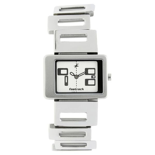 Fastrack 2404SM01 Quartz Analog White Dial Silver Metal Strap Women’s Watch