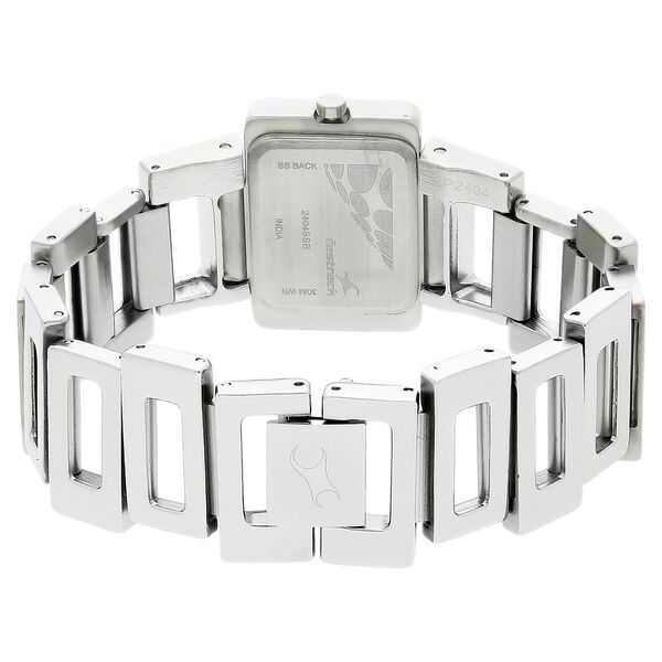 Fastrack 2404SM01 Quartz Analog White Dial Silver Metal Strap Women’s Watch