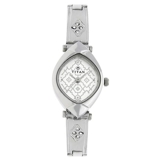 Titan 2417SM01 Silver Dial Analog Watch for Women – Silver Stainless Steel Strap, Quartz Movement