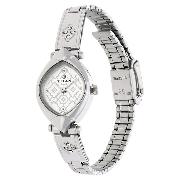Titan 2417SM01 Silver Dial Analog Watch for Women – Silver Stainless Steel Strap, Quartz Movement