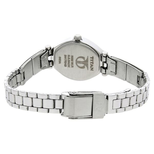 Titan 2417SM01 Silver Dial Analog Watch for Women – Silver Stainless Steel Strap, Quartz Movement