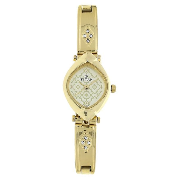 Titan 2417YM04 Champagne Dial Analog Watch for Women – Golden Stainless Steel Strap, Quartz Movement