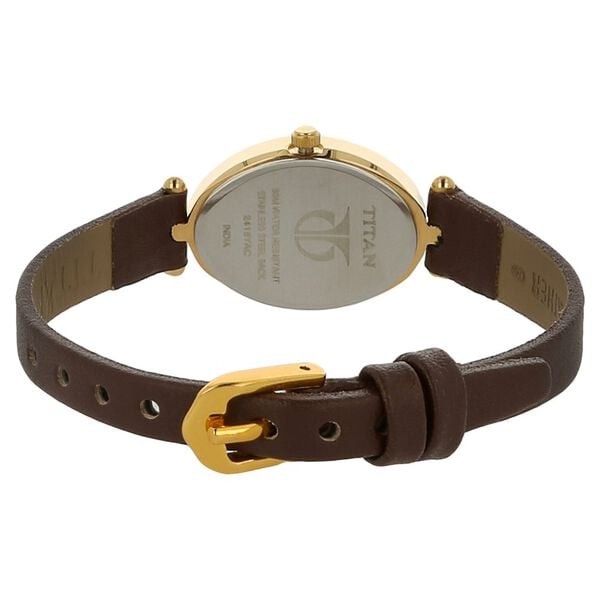 Titan 2418YL01 Brown Dial Analog Watch for Women – Brown Leather Strap, Quartz Movement