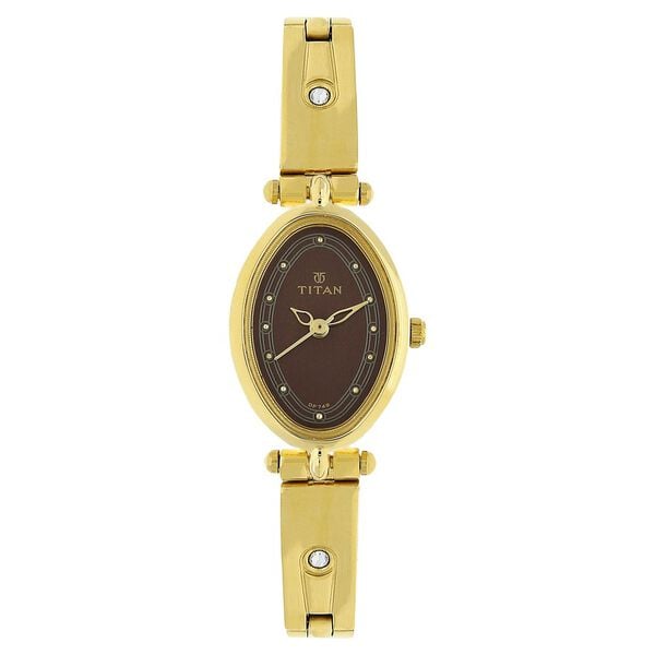 Titan 2418YM06 Women’s Brown-Dial Analog Watch with Stainless Steel Strap