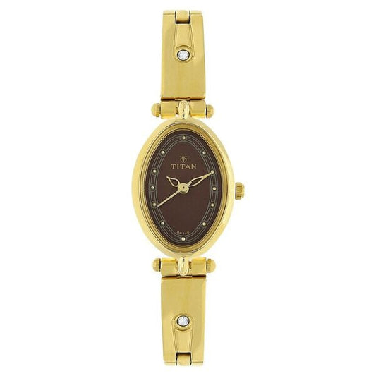 Titan 2418YM06 Women’s Brown-Dial Analog Watch with Stainless Steel Strap