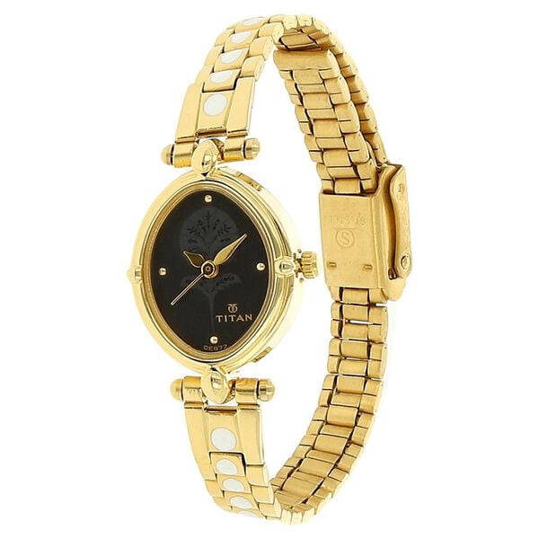 Titan 2419YM04 Women’s Black-Dial Analog Watch with Stainless-Steel Strap