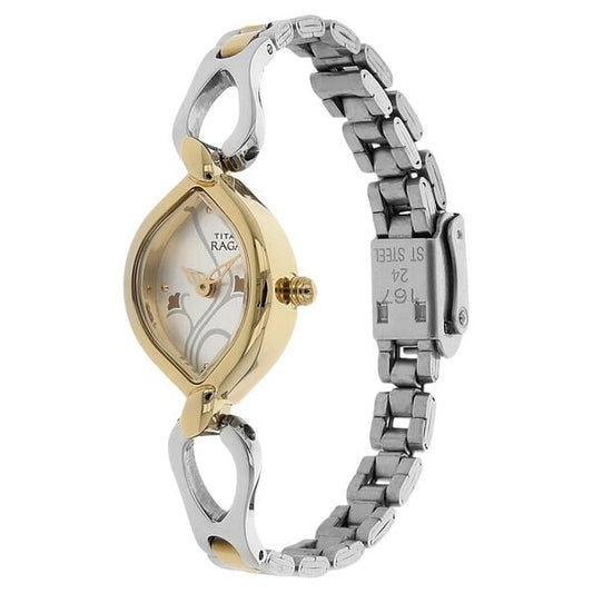 Titan 2455BM01 Women’s Silver Dial Quartz Analog Stainless‑Steel Bracelet Watch