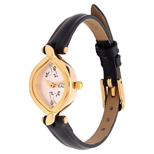 Titan 2455YL01 Silver Dial Analog Watch for Women – Black Leather Strap, Quartz Movement