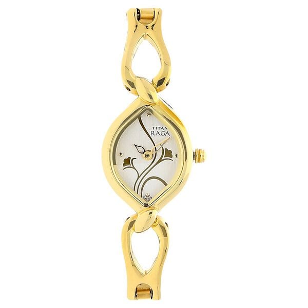 Titan 2455YM03 Quartz Analog Watch for Women with White Dial & Stainless Steel Strap