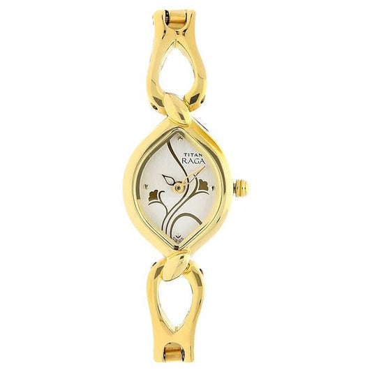 Titan 2455YM03 Quartz Analog Watch for Women with White Dial & Stainless Steel Strap