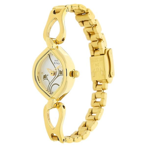 Titan 2455YM03 Quartz Analog Watch for Women with White Dial & Stainless Steel Strap