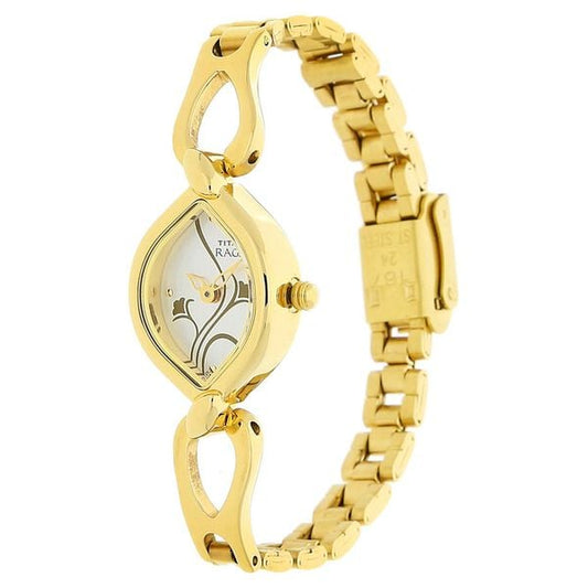 Titan 2455YM03 Quartz Analog Watch for Women with White Dial & Stainless Steel Strap