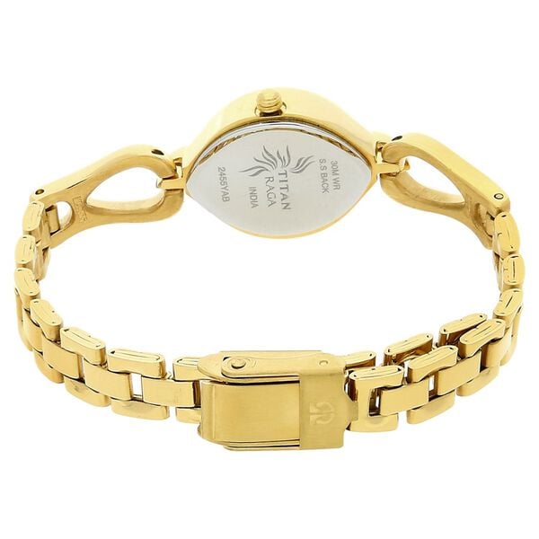Titan 2455YM03 Quartz Analog Watch for Women with White Dial & Stainless Steel Strap