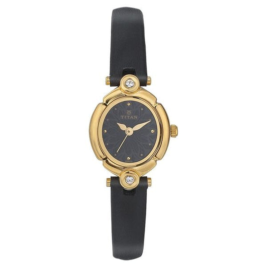 Titan 2417YM03 Black Dial Analog Watch for Women – Stainless Steel Bracelet, Quartz Movement