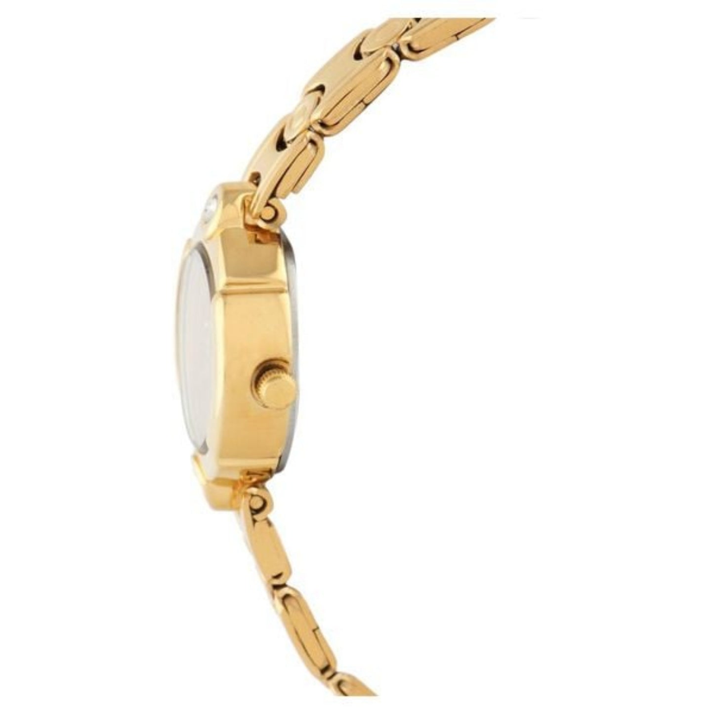 Titan 2467YM02 Quartz Analog Champagne Dial Watch for Women, Golden Stainless Steel Strap