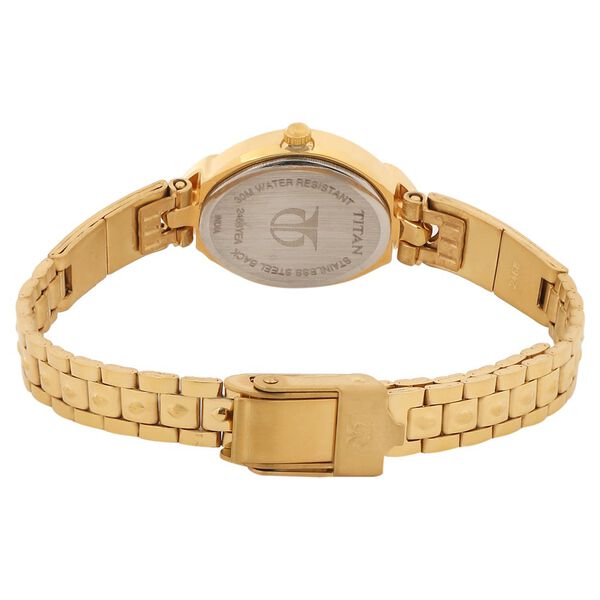 Titan 2468YM01 Silver Dial Analog Watch for Women – Golden Stainless Steel Strap, Quartz Movement