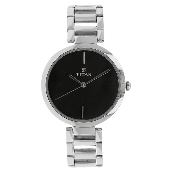 Titan 2480SM02 Women’s Blue Dial Analog Watch with Silver Stainless-Steel Strap