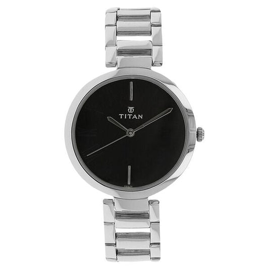 Titan 2480SM02 Women’s Blue Dial Analog Watch with Silver Stainless-Steel Strap