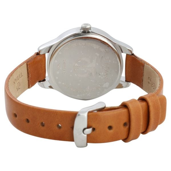 Titan 2481SL06 Silver Dial Analog Watch for Women – Brown Leather Strap, Quartz Movement