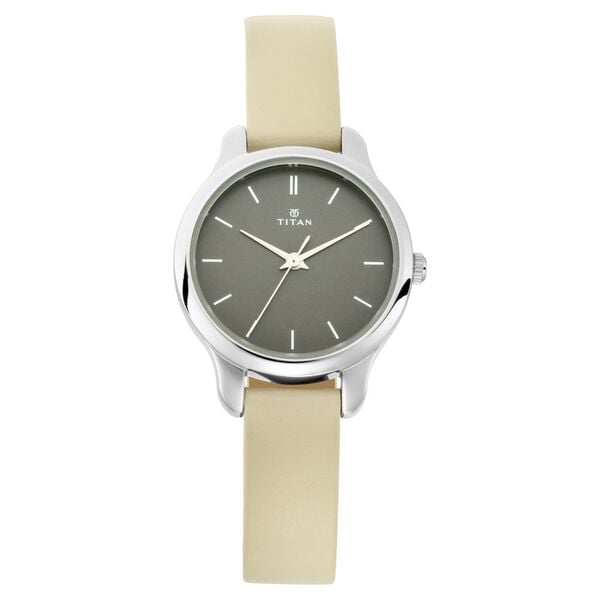 Titan 2481SL11 Women’s Anthracite-Dial Analog Watch with Genuine Leather Strap