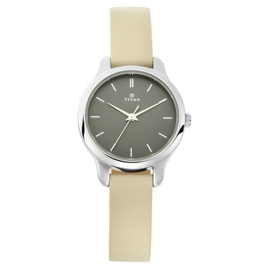 Titan 2481SL11 Women’s Anthracite-Dial Analog Watch with Genuine Leather Strap