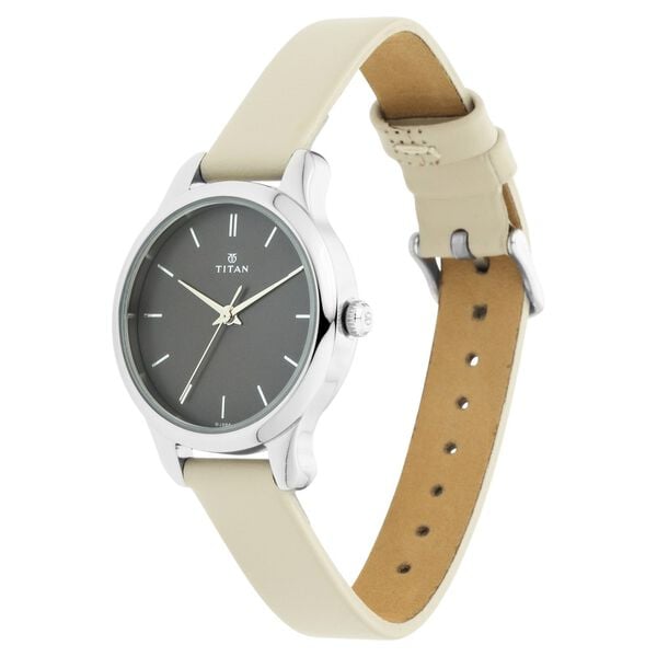 Titan 2481SL11 Women’s Anthracite-Dial Analog Watch with Genuine Leather Strap