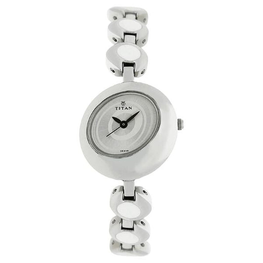 Titan 2485SM01 Silver Dial Analog Watch for Women – Silver Stainless Steel Strap, Quartz Movement