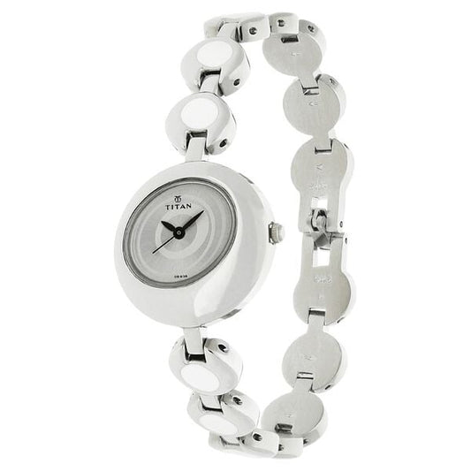 Titan 2485SM01 Silver Dial Analog Watch for Women – Silver Stainless Steel Strap, Quartz Movement