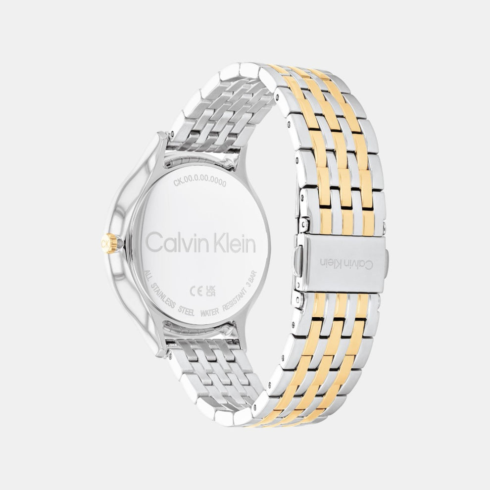 Calvin Klein 25100002 Women’s Timeless Quartz Watch with Silver White Dial & Two-Tone Stainless-Steel Strap