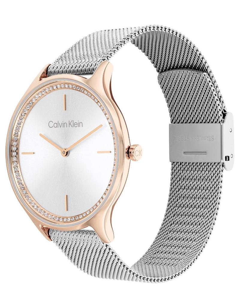 Calvin Klein 25100006 Timeless Women’s Silver-Dial Stainless Steel Mesh Watch