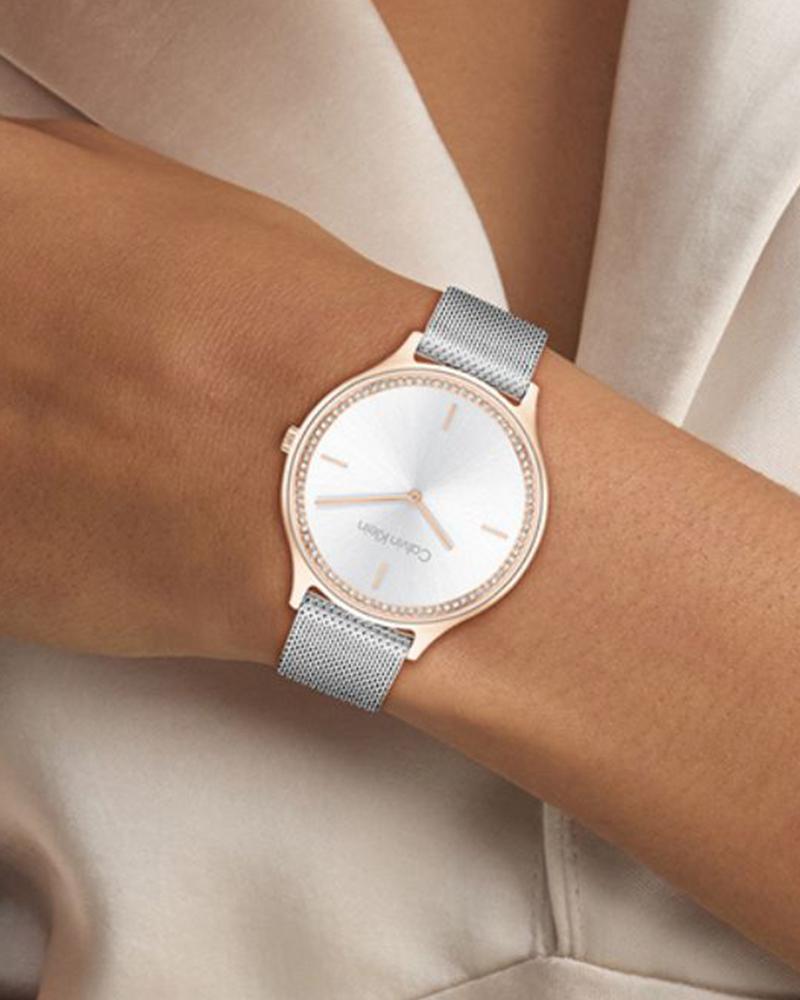 Calvin Klein 25100006 Timeless Women’s Silver-Dial Stainless Steel Mesh Watch