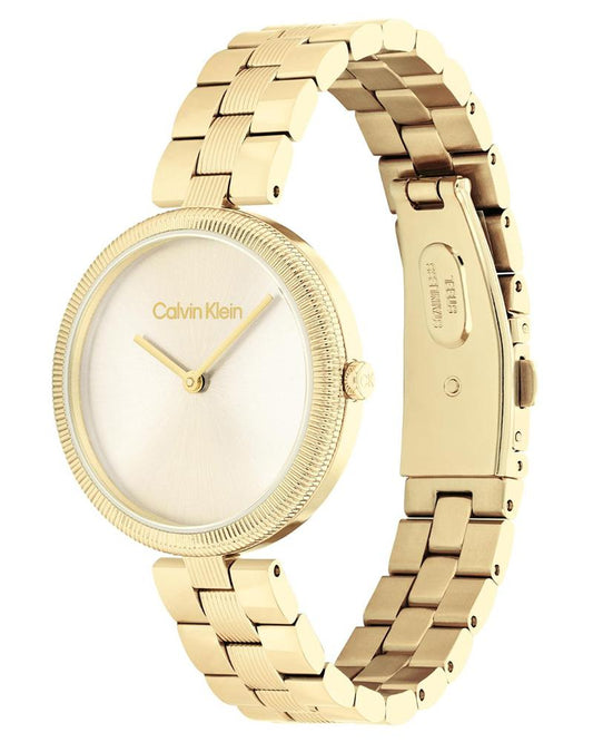 Calvin Klein 25100014 Gleam Women’s Classic Champagne Dial Stainless Steel Watch