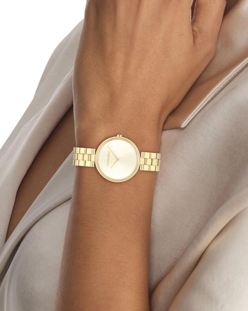 Calvin Klein 25100014 Gleam Women’s Classic Champagne Dial Stainless Steel Watch
