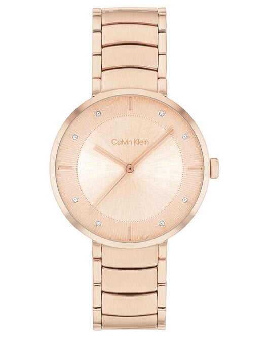 Calvin Klein 25100019 Women’s Sentiment Quartz Watch with Carnation-Gold Dial & Rose-Gold Stainless-Steel Strap