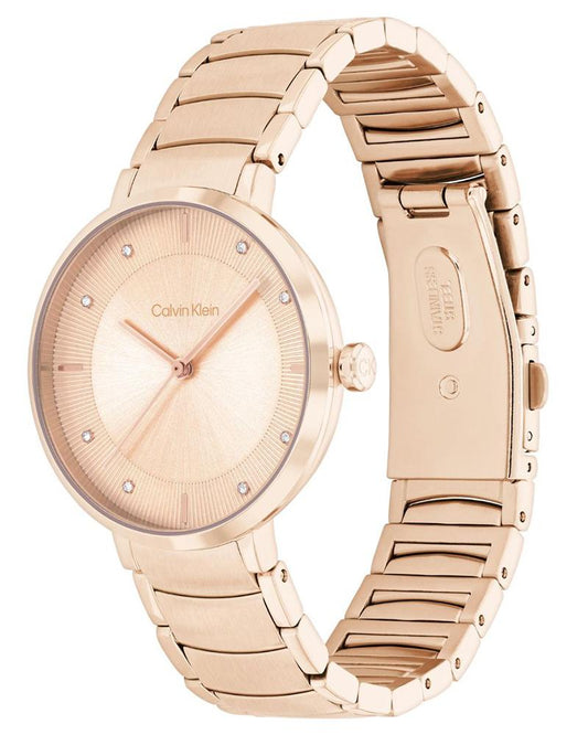 Calvin Klein 25100019 Women’s Sentiment Quartz Watch with Carnation-Gold Dial & Rose-Gold Stainless-Steel Strap
