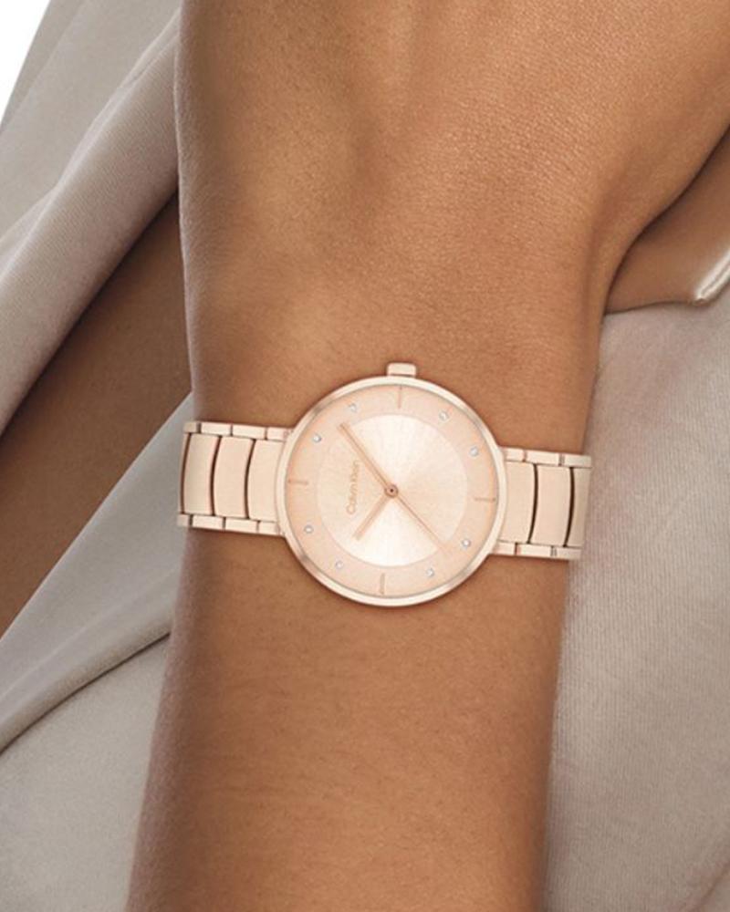 Calvin Klein 25100019 Women’s Sentiment Quartz Watch with Carnation-Gold Dial & Rose-Gold Stainless-Steel Strap