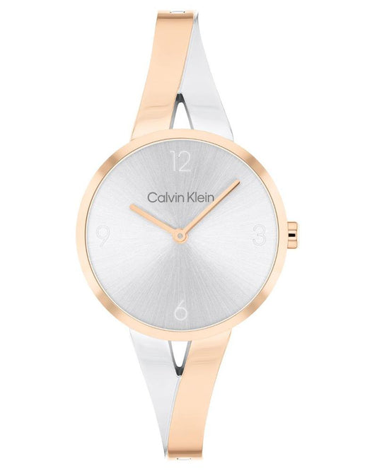 Calvin Klein 25100028 Women’s Joyful Quartz Watch with Silver White Dial & Two-Tone Stainless-Steel Strap