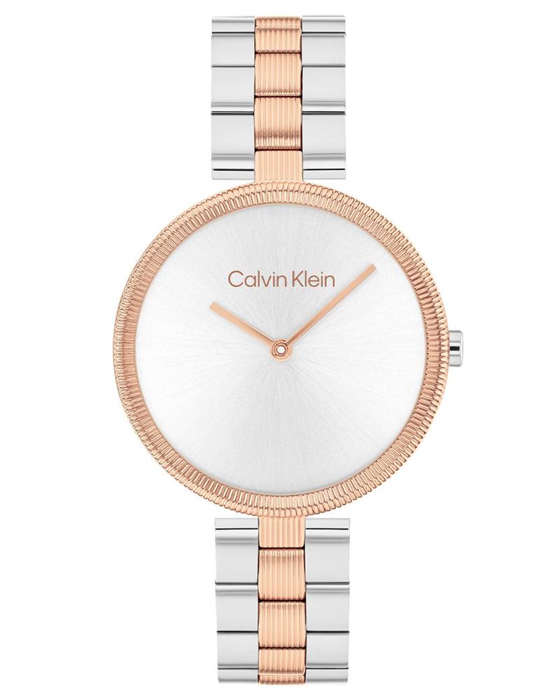 Calvin Klein 25100040 Quartz Analog Women’s Watch with Silver White Dial, Two-Tone Stainless Steel Bracelet